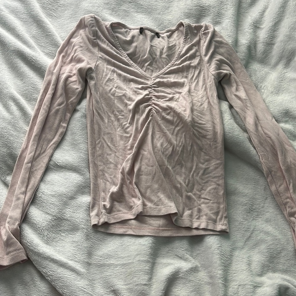 long sleeve blush pink shirt
